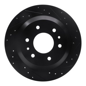 Buick Rainier Brake Rotor (1) - Rear Right - R1 Concepts - Drilled & Slotted - Black - `02-`09